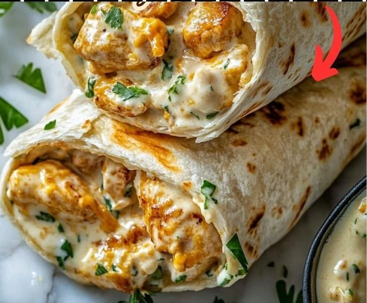 Cheesy Garlic Chicken Wraps