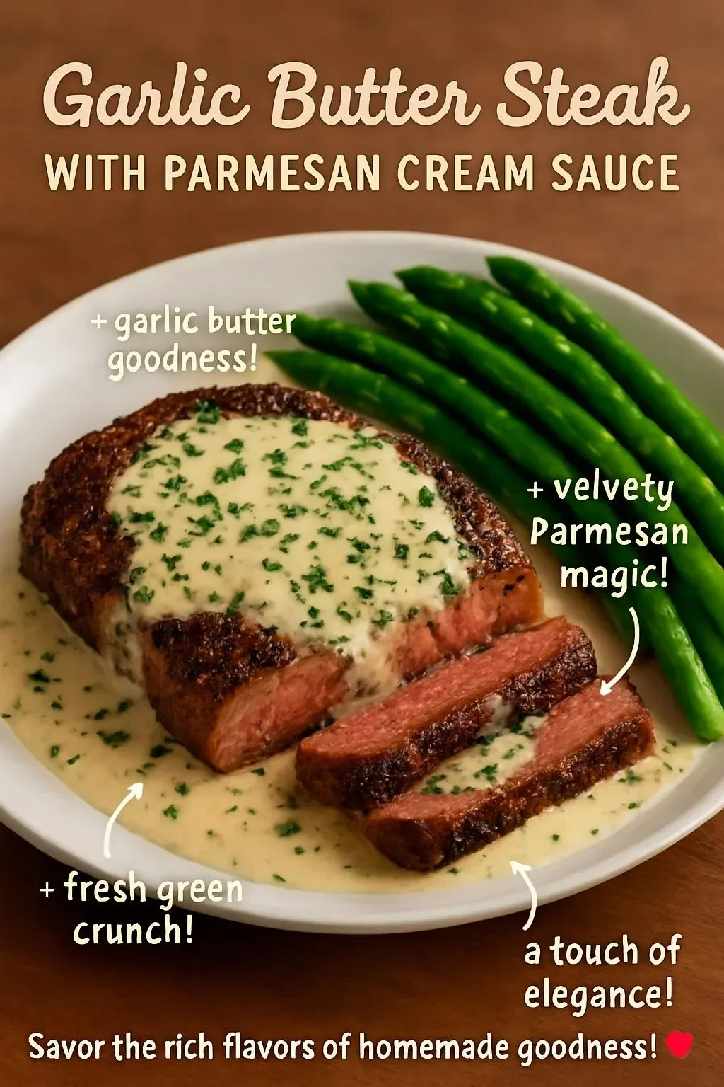 Garlic Butter Steak with Parmesan Cream Sauce