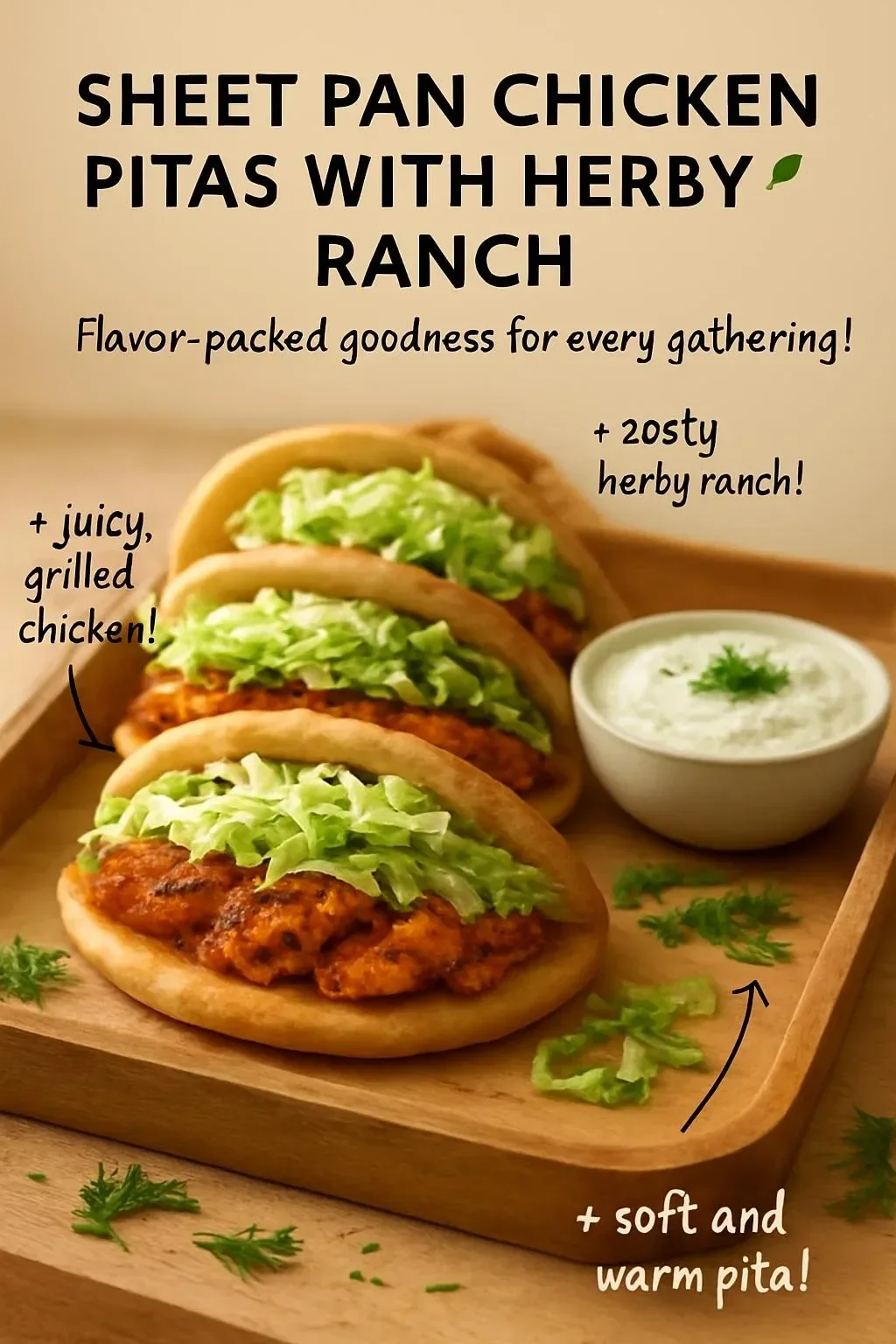 Sheet Pan Chicken Pitas with Herby Ranch