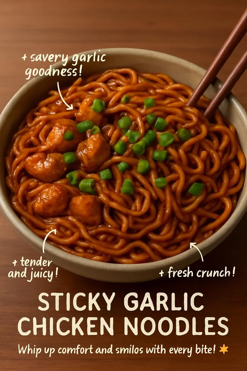 Sticky Garlic Chicken Noodles
