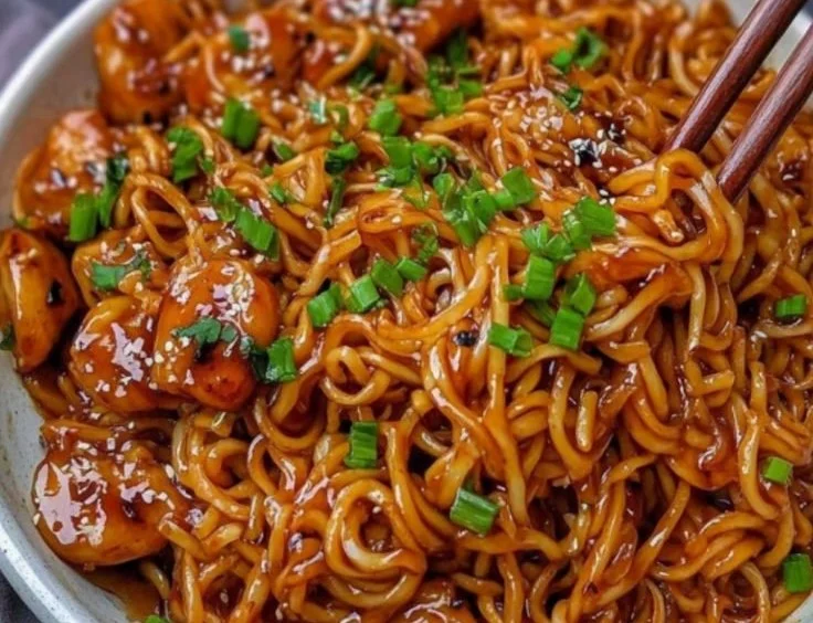 Sticky Garlic Chicken Noodles